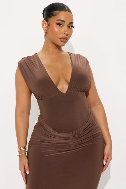 Always You Ruched Maxi Dress - Taupe