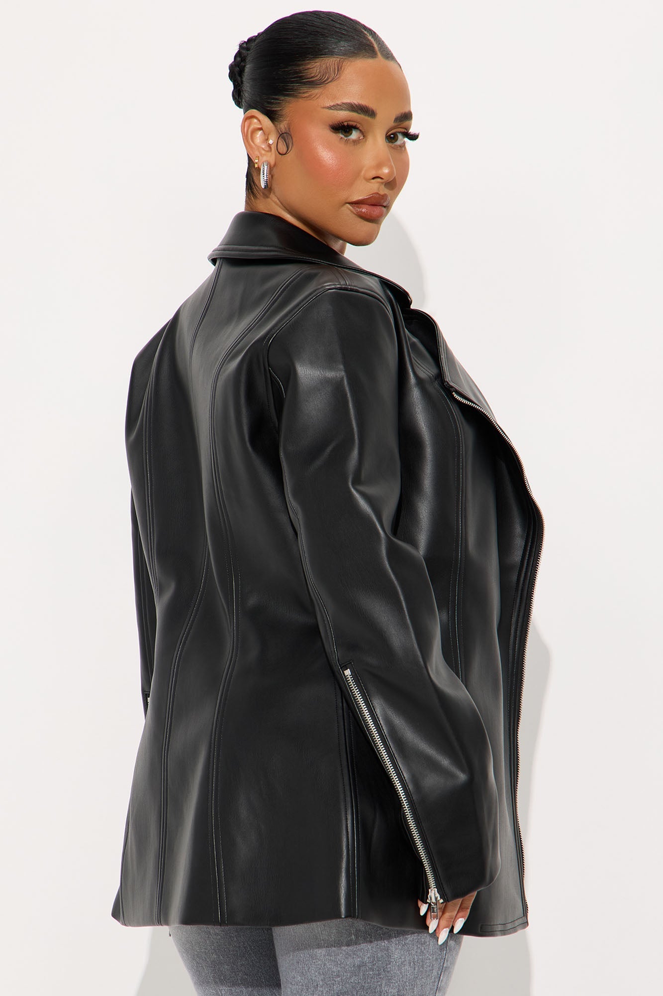 Dusk To Dawn Faux Leather Moto Jacket - Black