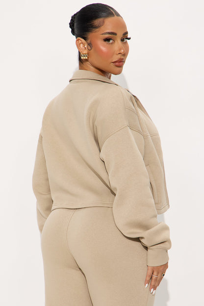 Kelcey Fleece Lounge Zip Up - Stone