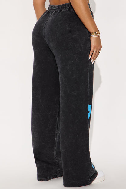 Good Vibes AF Washed Fleece Pants - Charcoal/combo