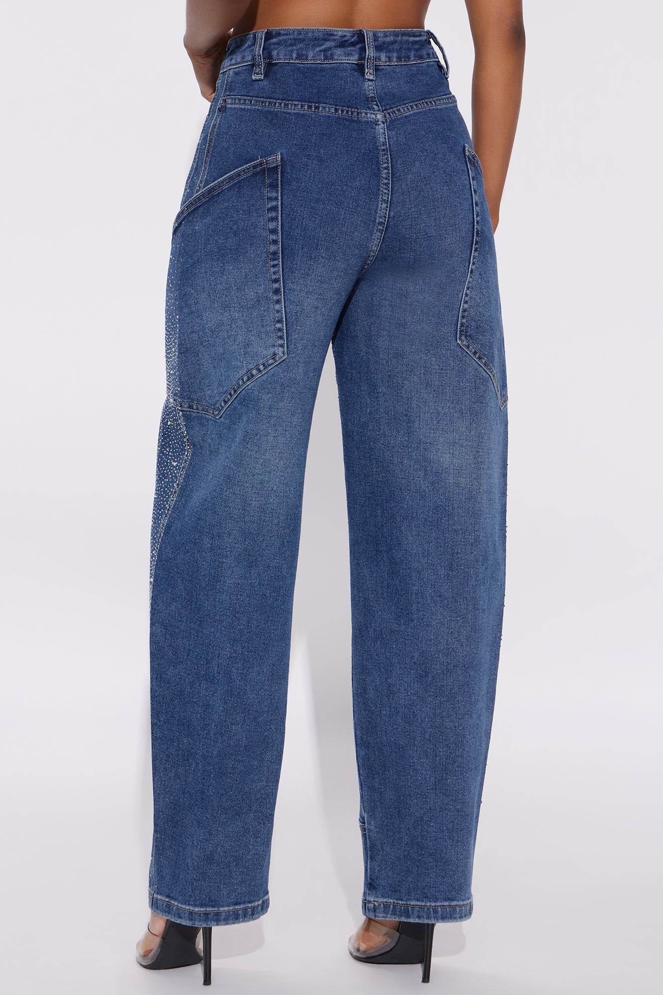 Show Stunner Embellished Rhinestone Jeans - Dark Wash