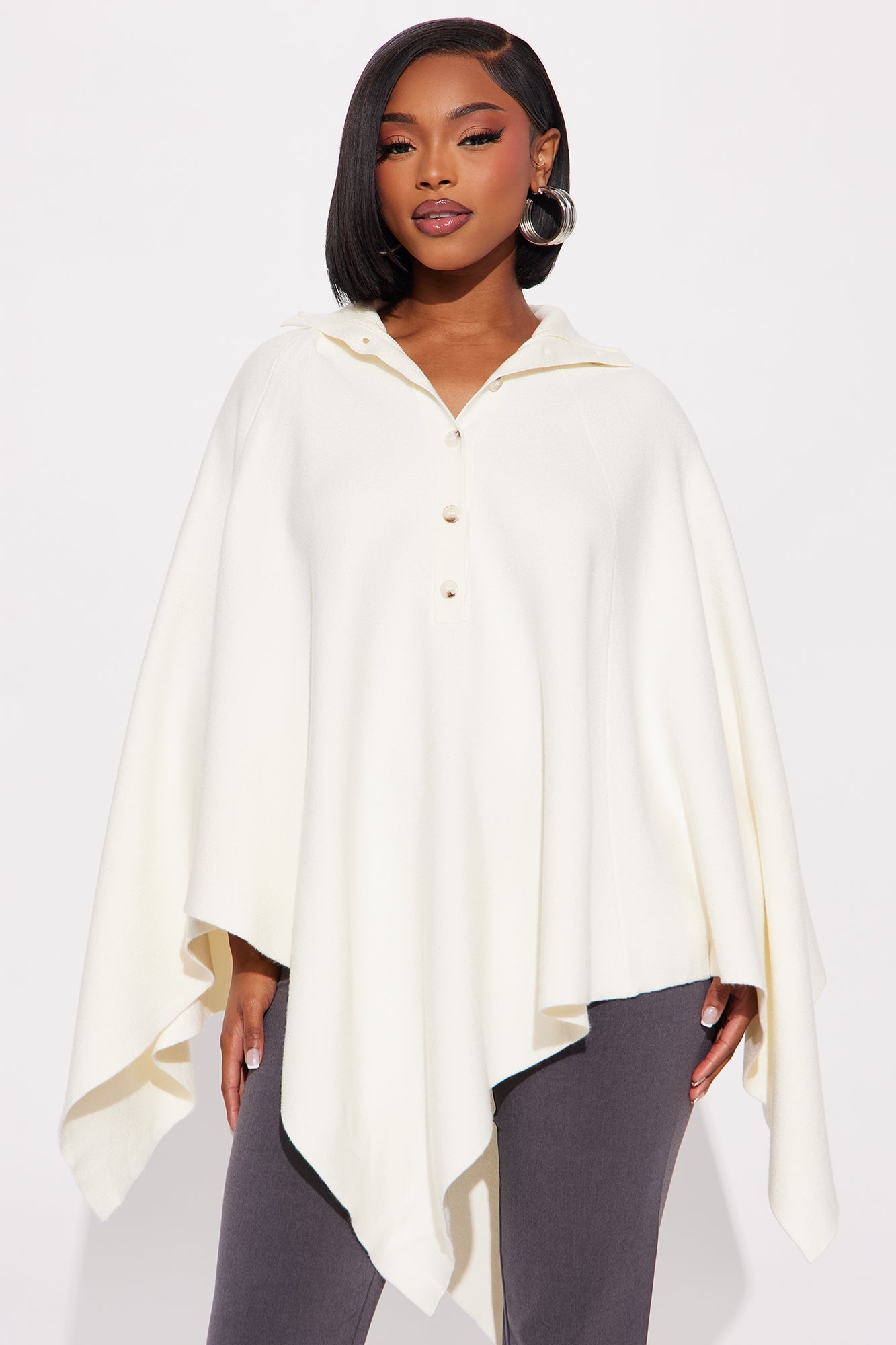 Not Blending In Turtle Neck Poncho - Ivory