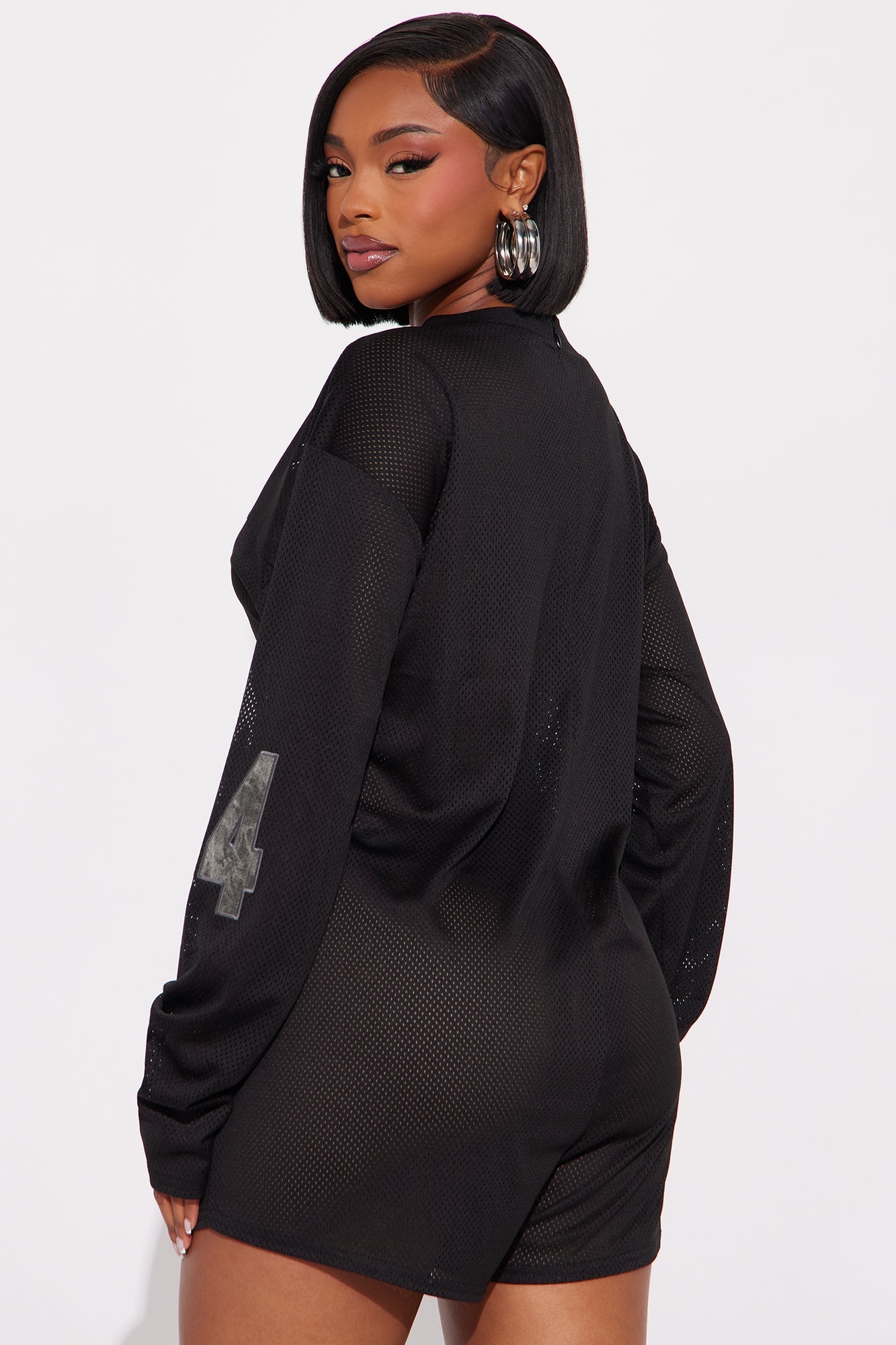 Game Time Jersey Long Sleeve Romper - Black