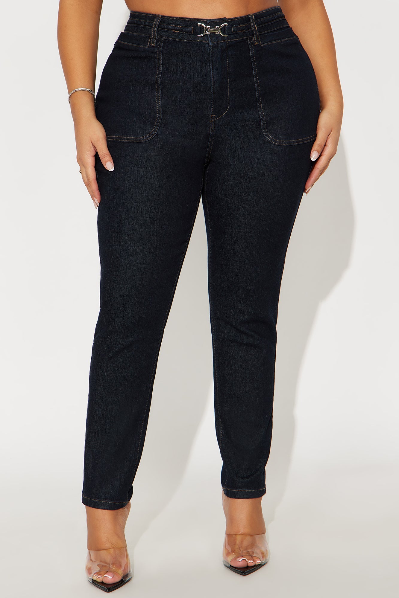 Melrose Clasp Skinny Jeans - Dark Wash