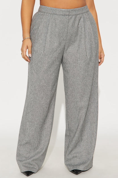 Timeless Chic Herringbone Trouser 32″ - Light Grey