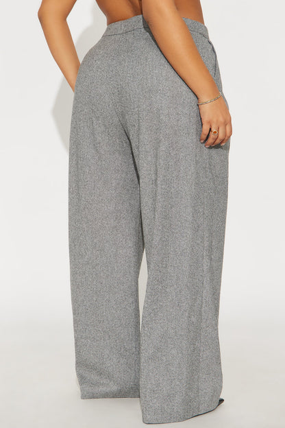 Timeless Chic Herringbone Trouser 32″ - Light Grey