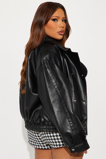 Guilty Pleasure Faux Leather Moto Jacket - Black