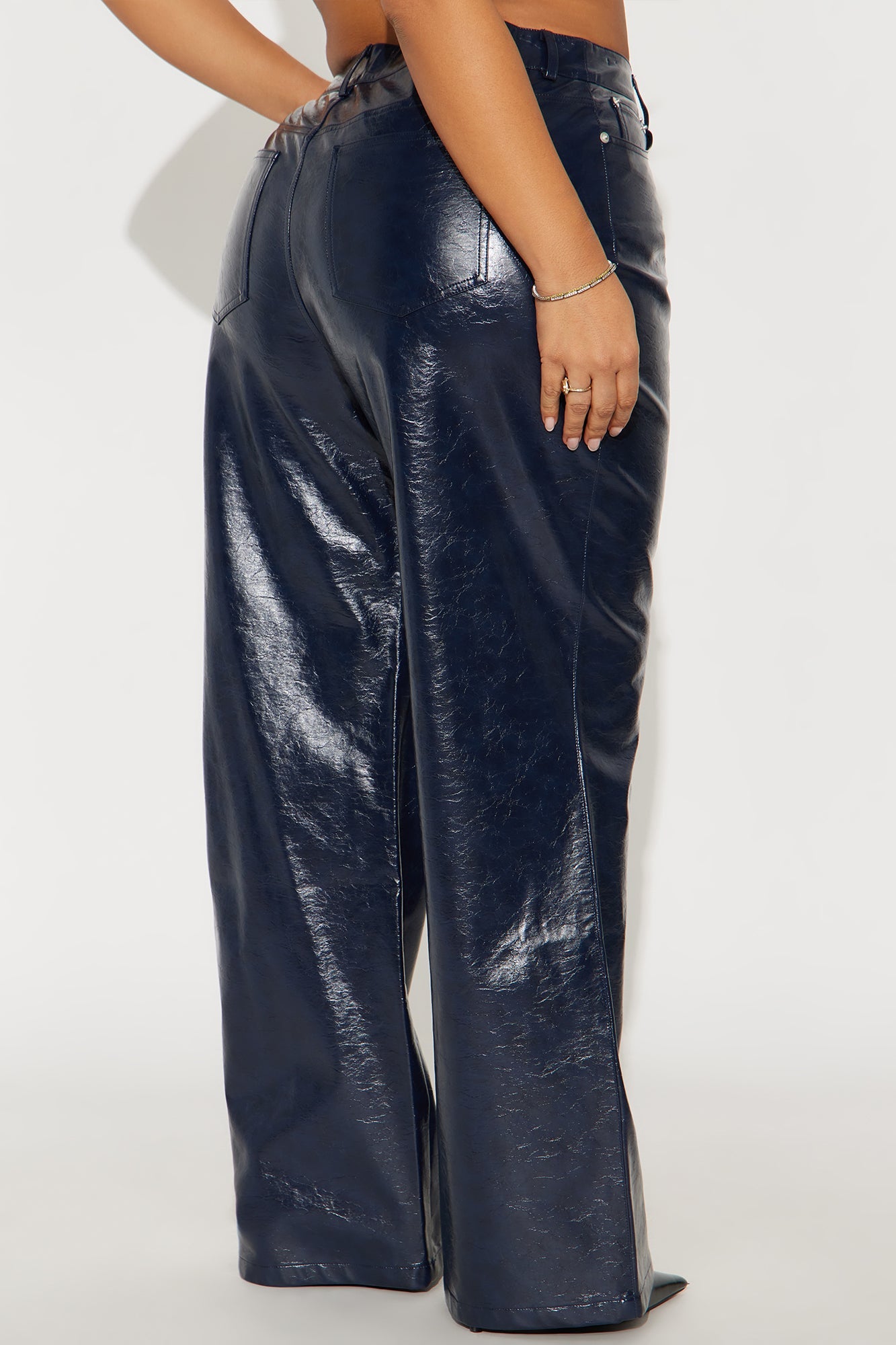 Catalina Faux Patent Leather Pants - Navy