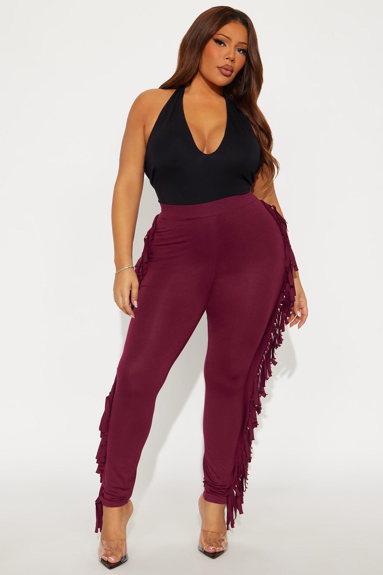 Shake It Like a Fringe Shaker Legging - Burgundy