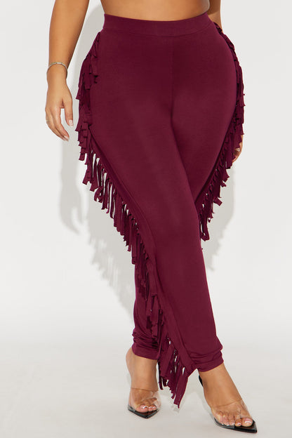 Shake It Like a Fringe Shaker Legging - Burgundy