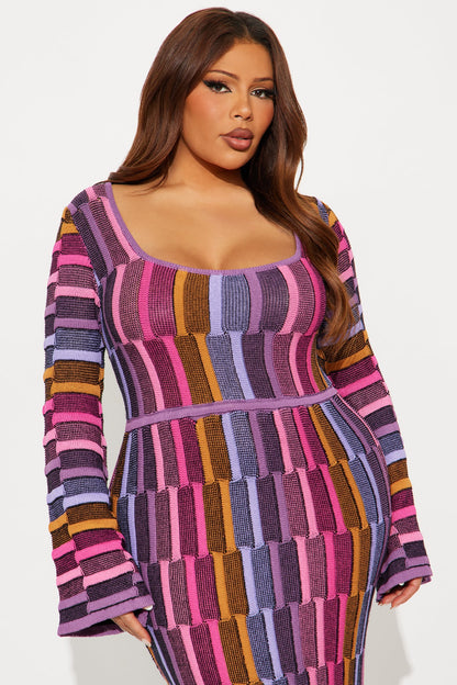 Sia Long Sleeve Maxi Dress - Pink/combo