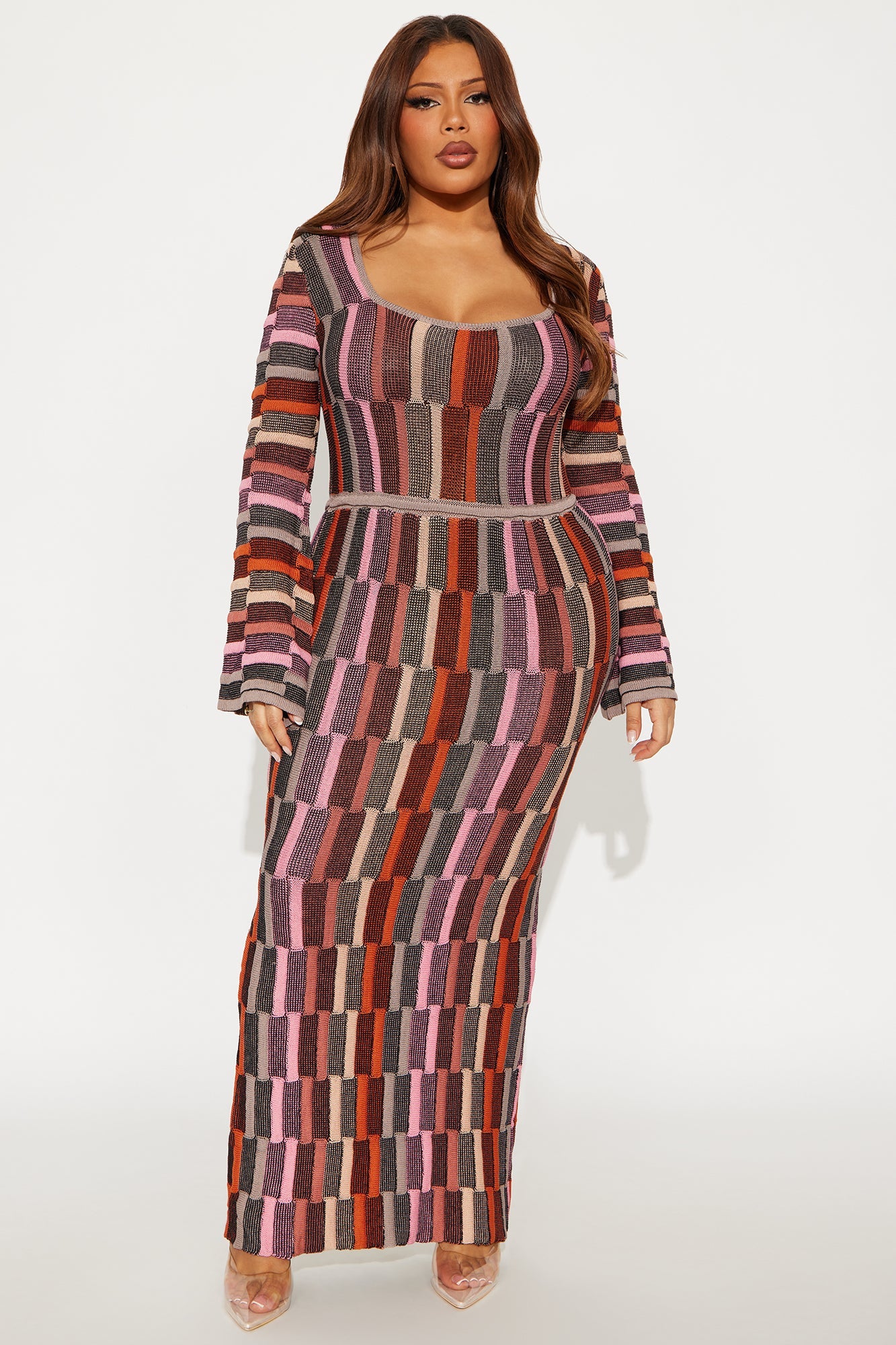 Sia Long Sleeve Maxi Dress - Mauve/combo
