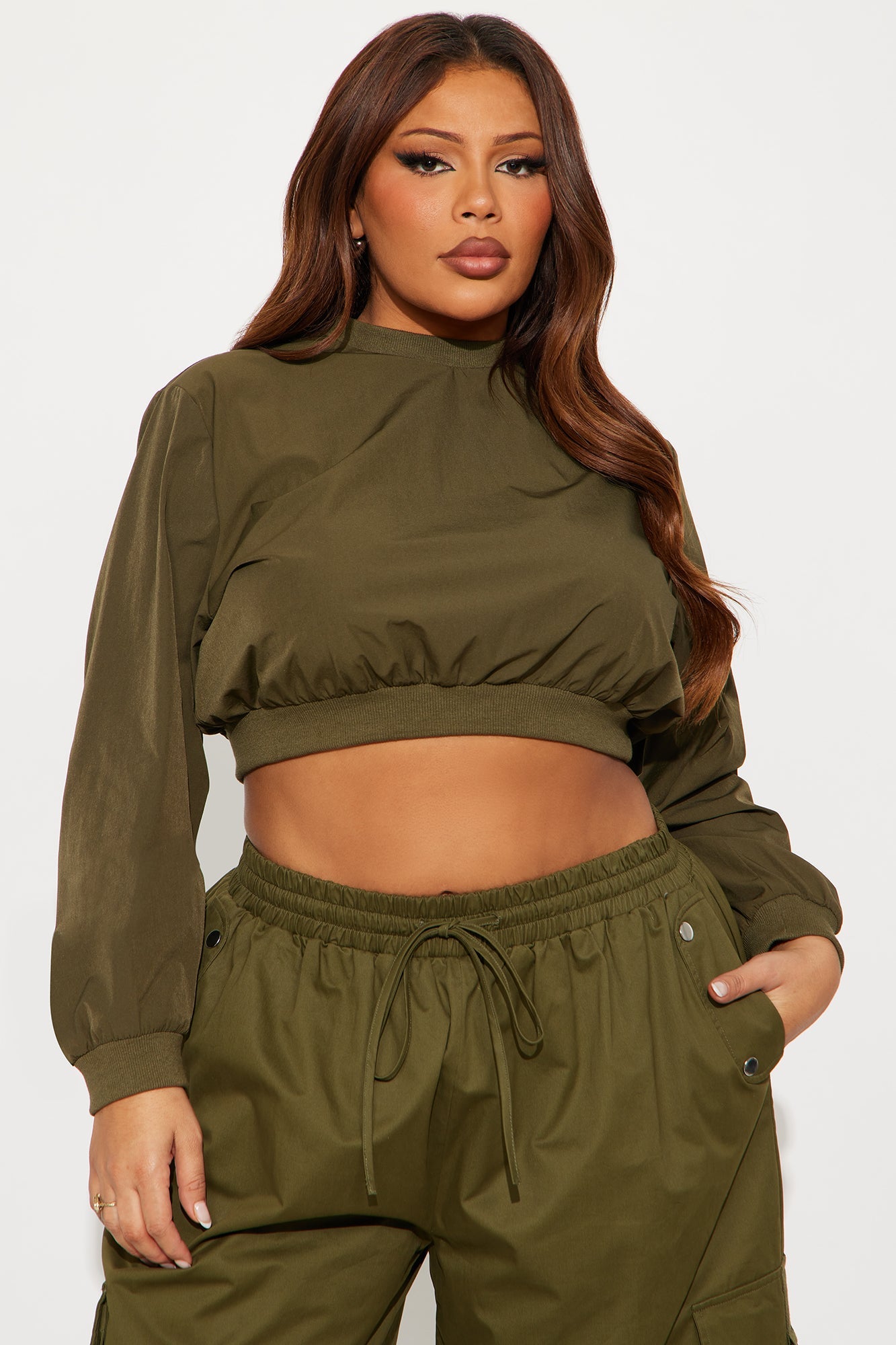 Bianca Balloon Pant Set - Olive