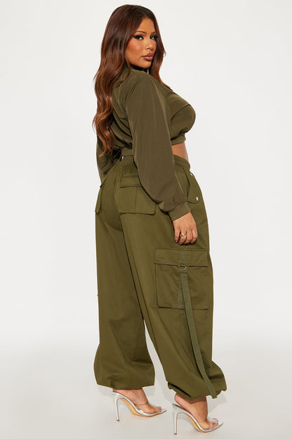 Bianca Balloon Pant Set - Olive