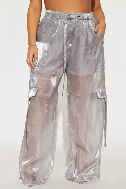 All Eyes On Me Organza Wide Leg Pant 33 - Silver