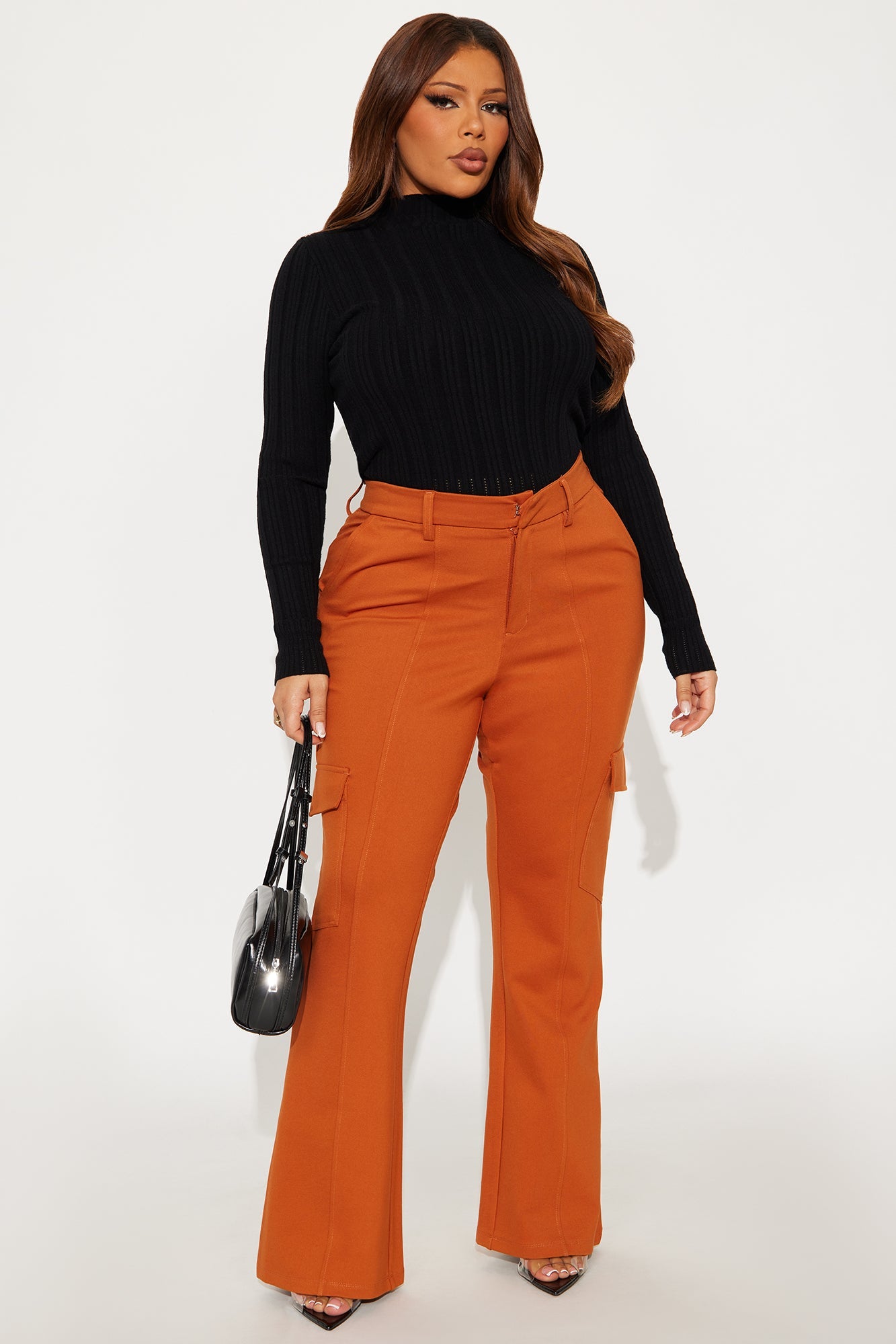 Be About It Flare Cargo Pant - Rust