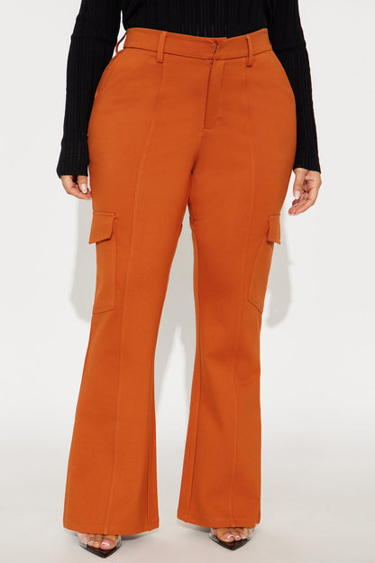 Be About It Flare Cargo Pant - Rust
