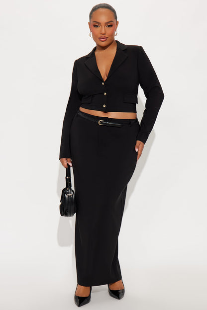 Milani Blazer Maxi Skirt Set - Black