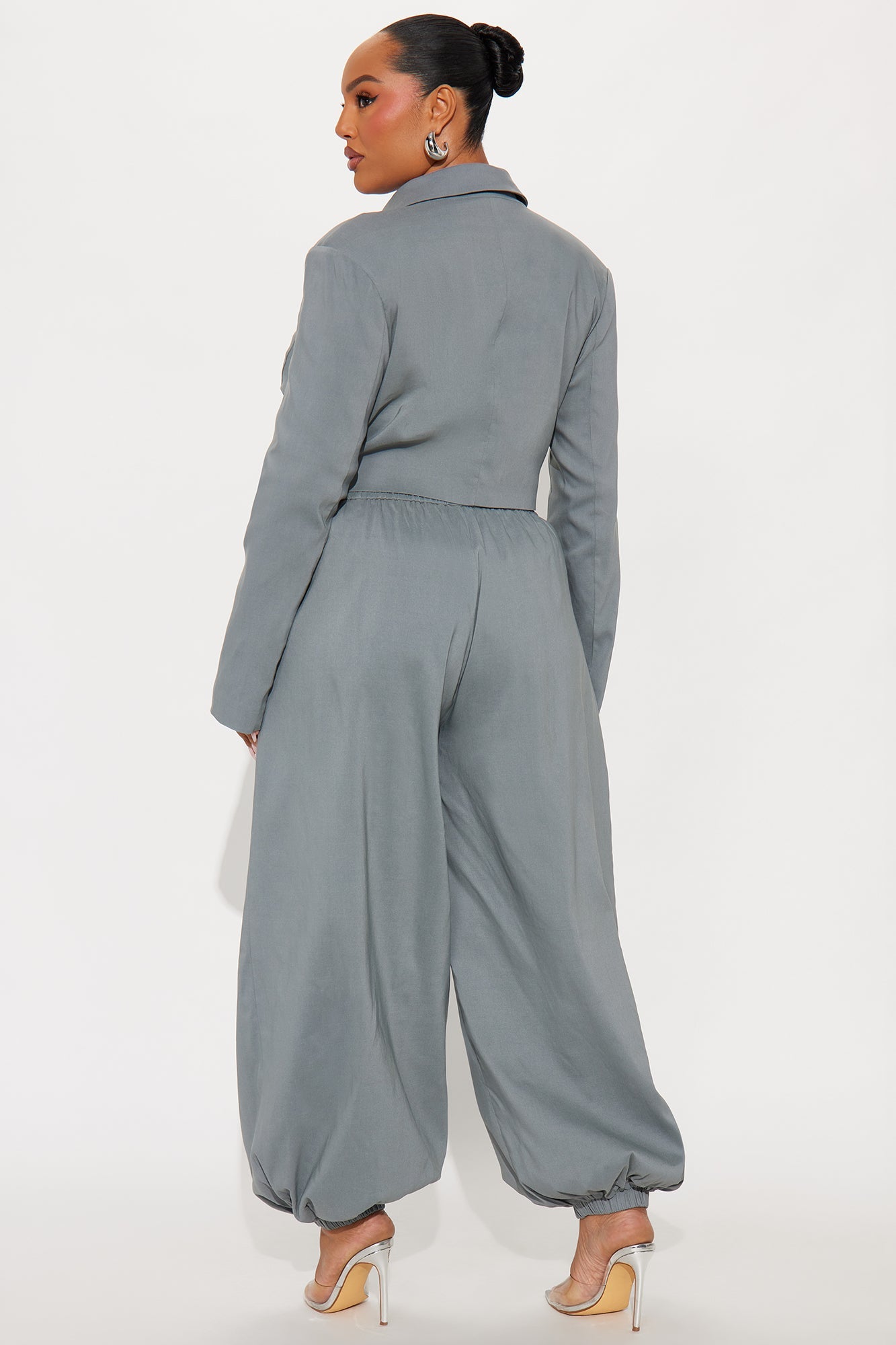 Shes In Charge Balloon Pant Set - Grey