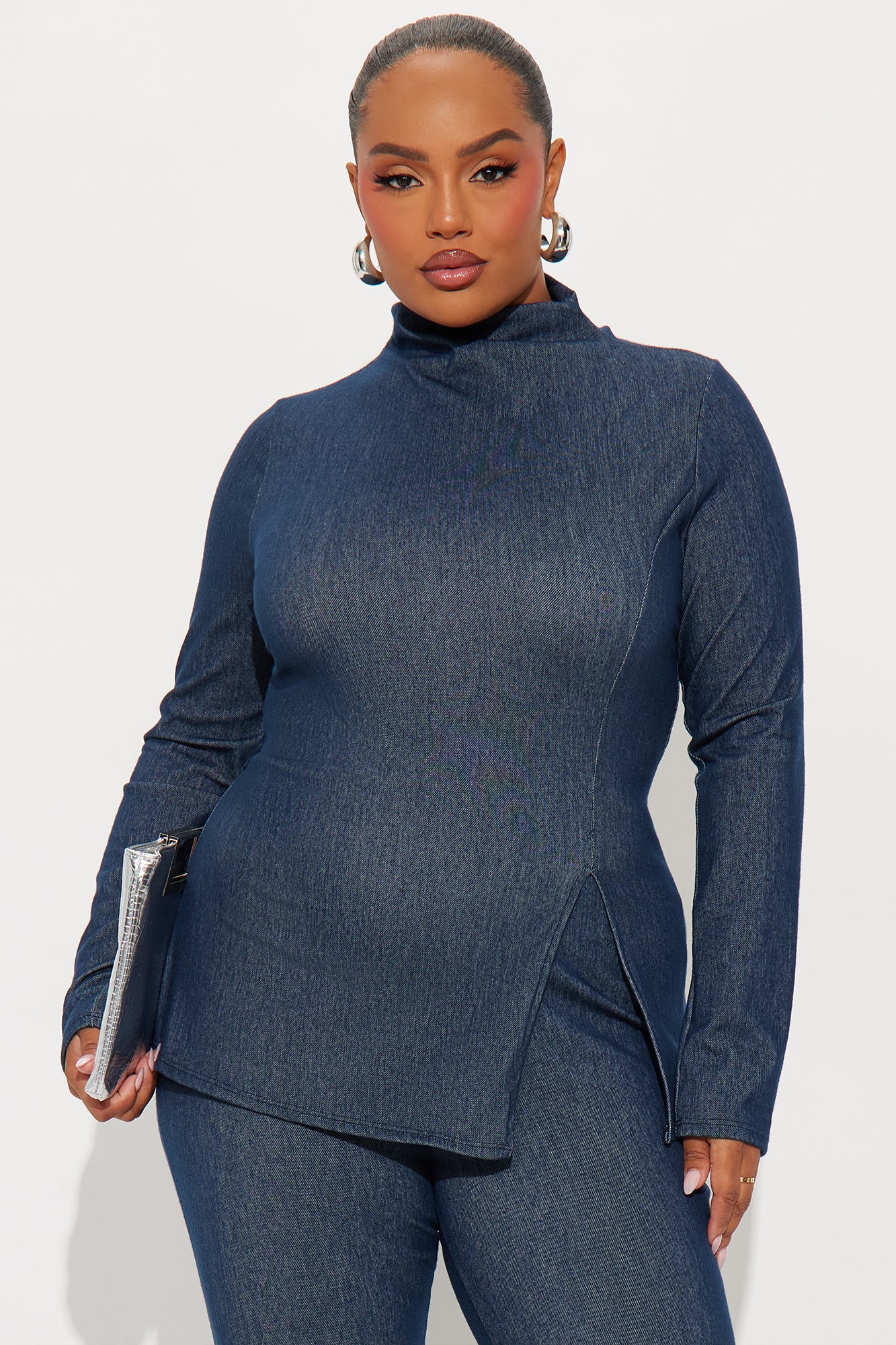 Vanna Knit Flare Leg Pant Set - Denim