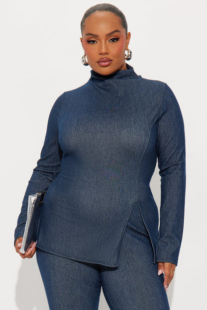Vanna Knit Flare Leg Pant Set - Denim