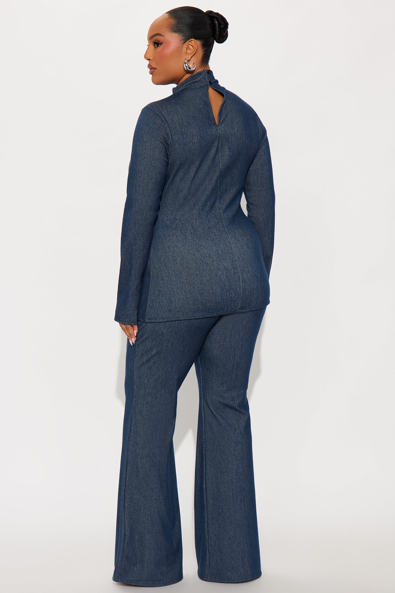 Vanna Knit Flare Leg Pant Set - Denim
