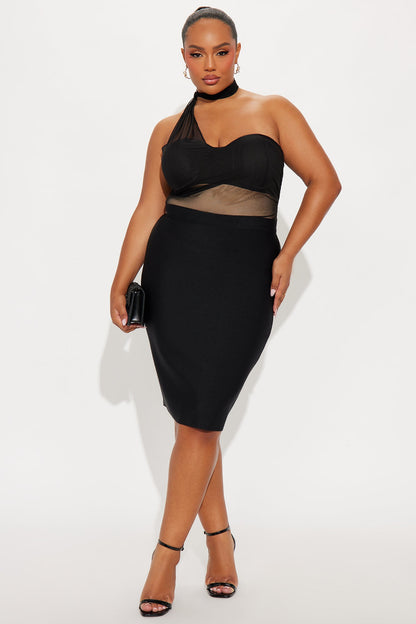 Opehlia Bandage Pencil Midi Skirt - Black