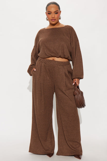 Homebody Wide Leg Pant Set - Mocha