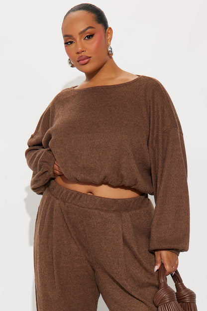 Homebody Wide Leg Pant Set - Mocha