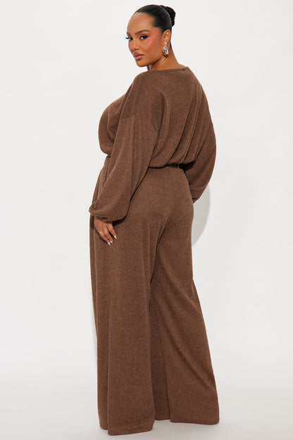 Homebody Wide Leg Pant Set - Mocha