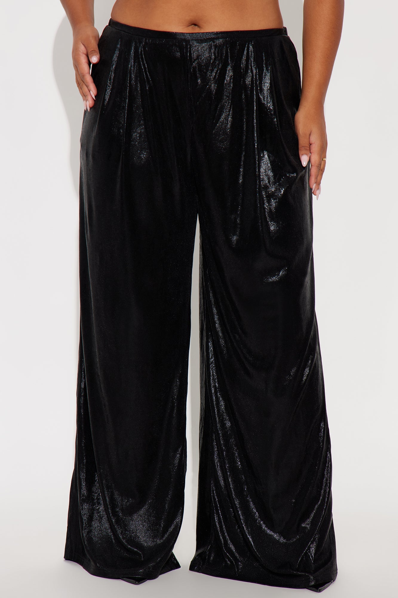 Luxe Aura Shimmer Wide Leg Pant 32″ - Black