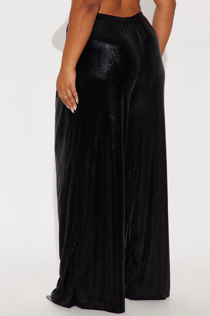 Luxe Aura Shimmer Wide Leg Pant 32″ - Black