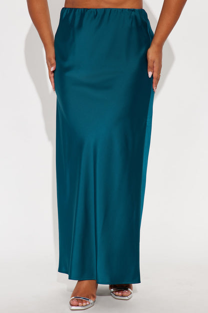 Brunch to GNO Satin Maxi Skirt - Teal