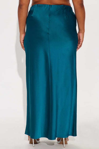 Brunch to GNO Satin Maxi Skirt - Teal