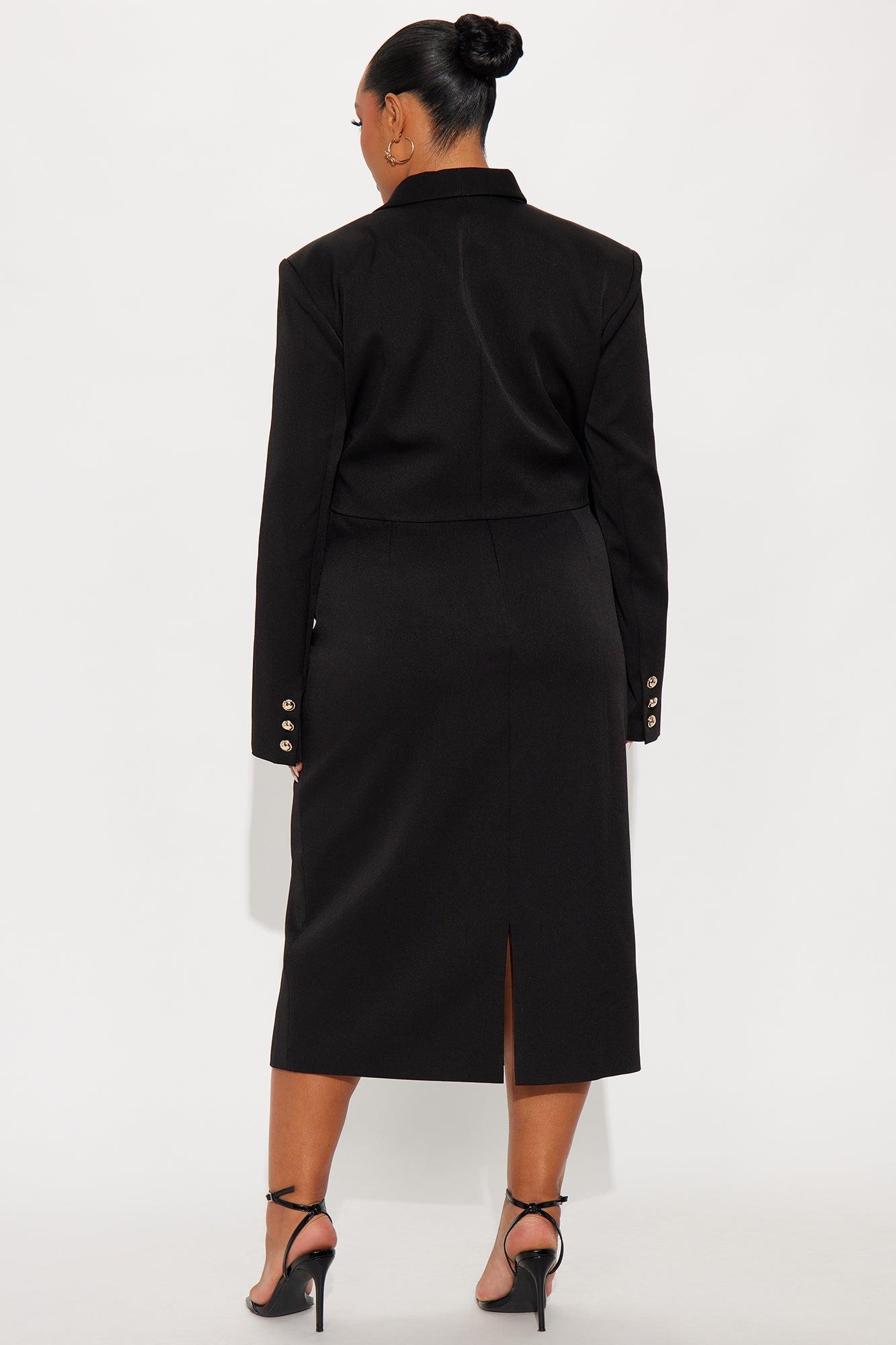 Suit Yourself Strapless Crepe Woven Midi Dress Set - Black