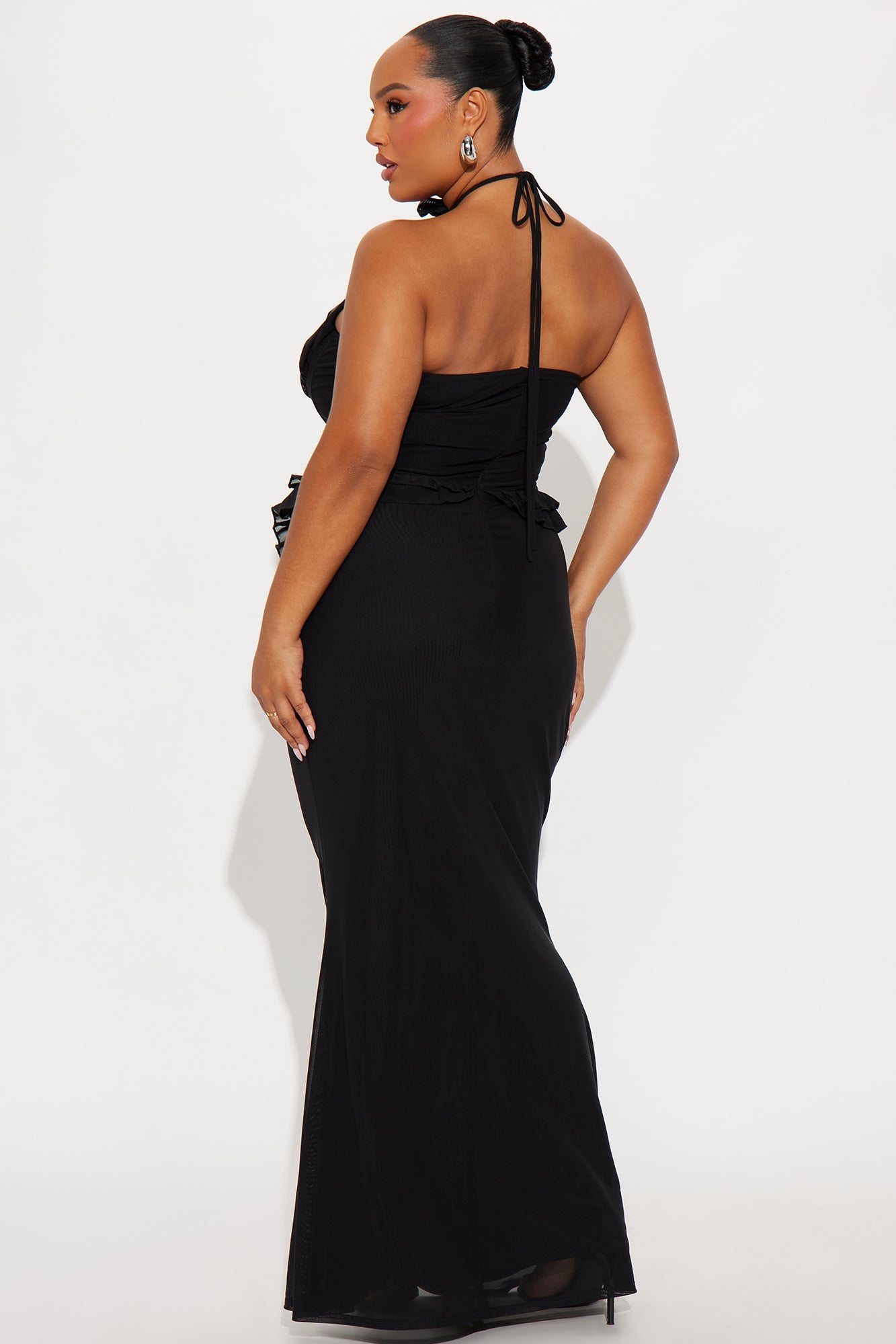 Vintage Mood Mesh Maxi Dress - Black