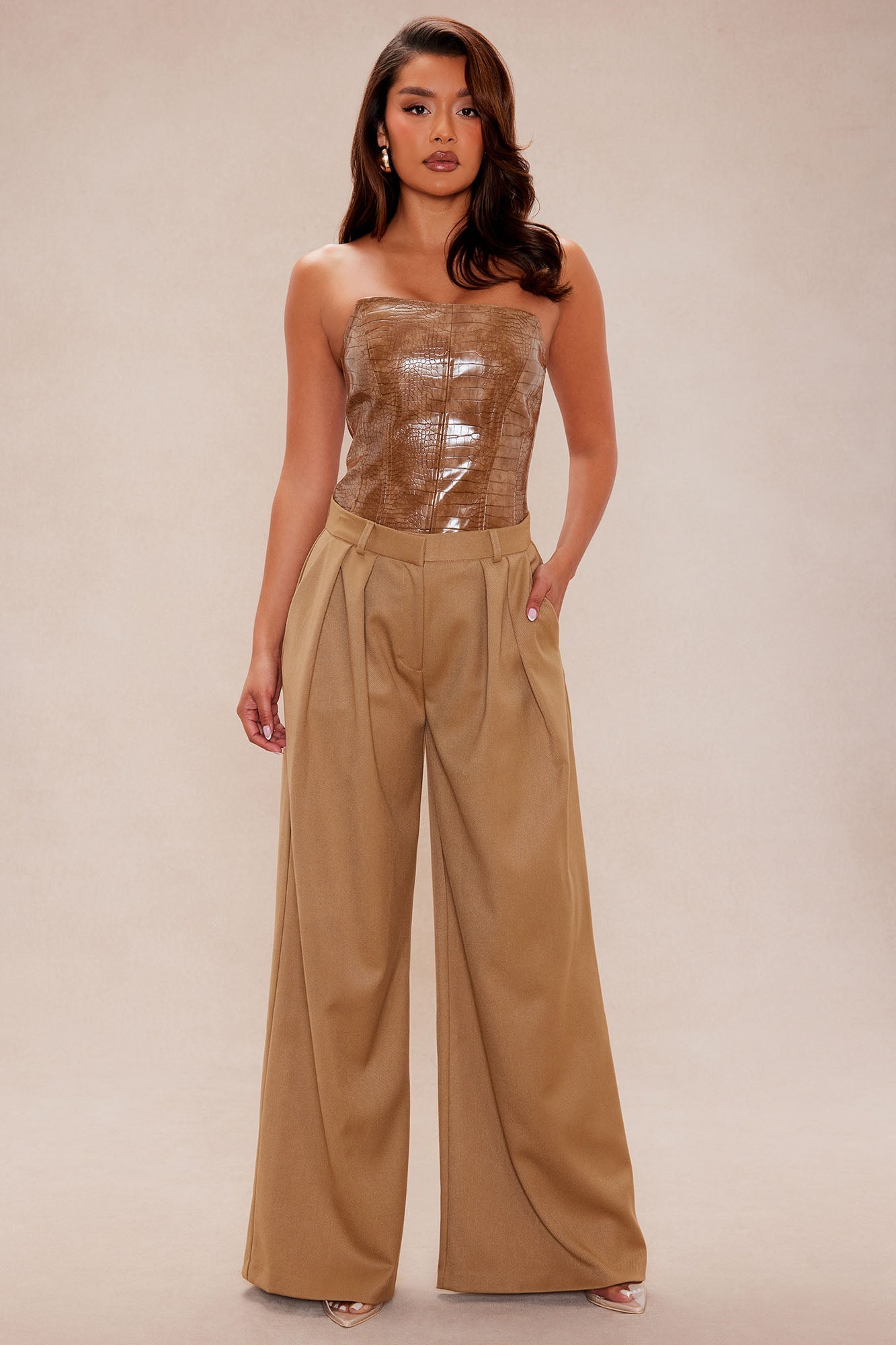 Mila Wide Leg Pant - Khaki
