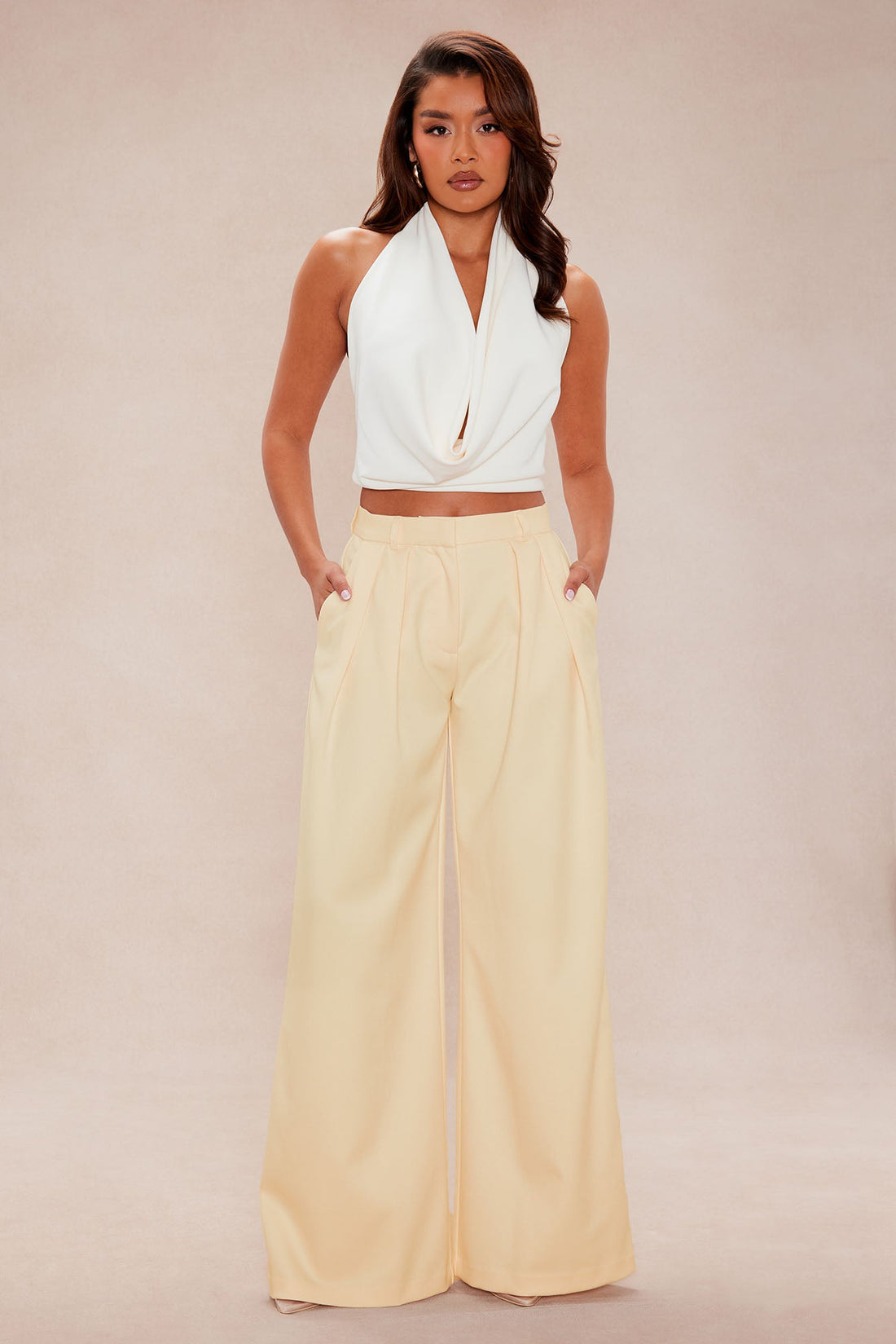 Mila Wide Leg Pant - Cream