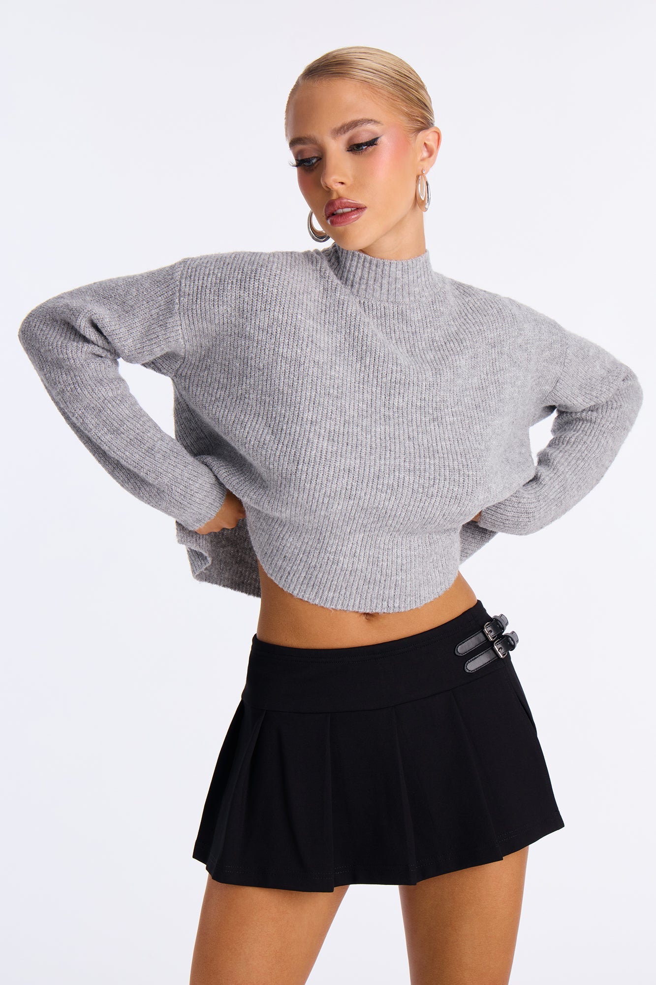 Toasty Mock Neck Sweater - Heather Grey