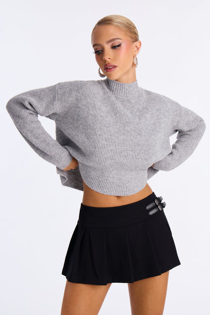 Toasty Mock Neck Sweater - Heather Grey