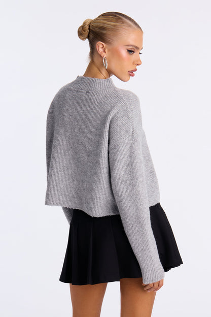 Toasty Mock Neck Sweater - Heather Grey