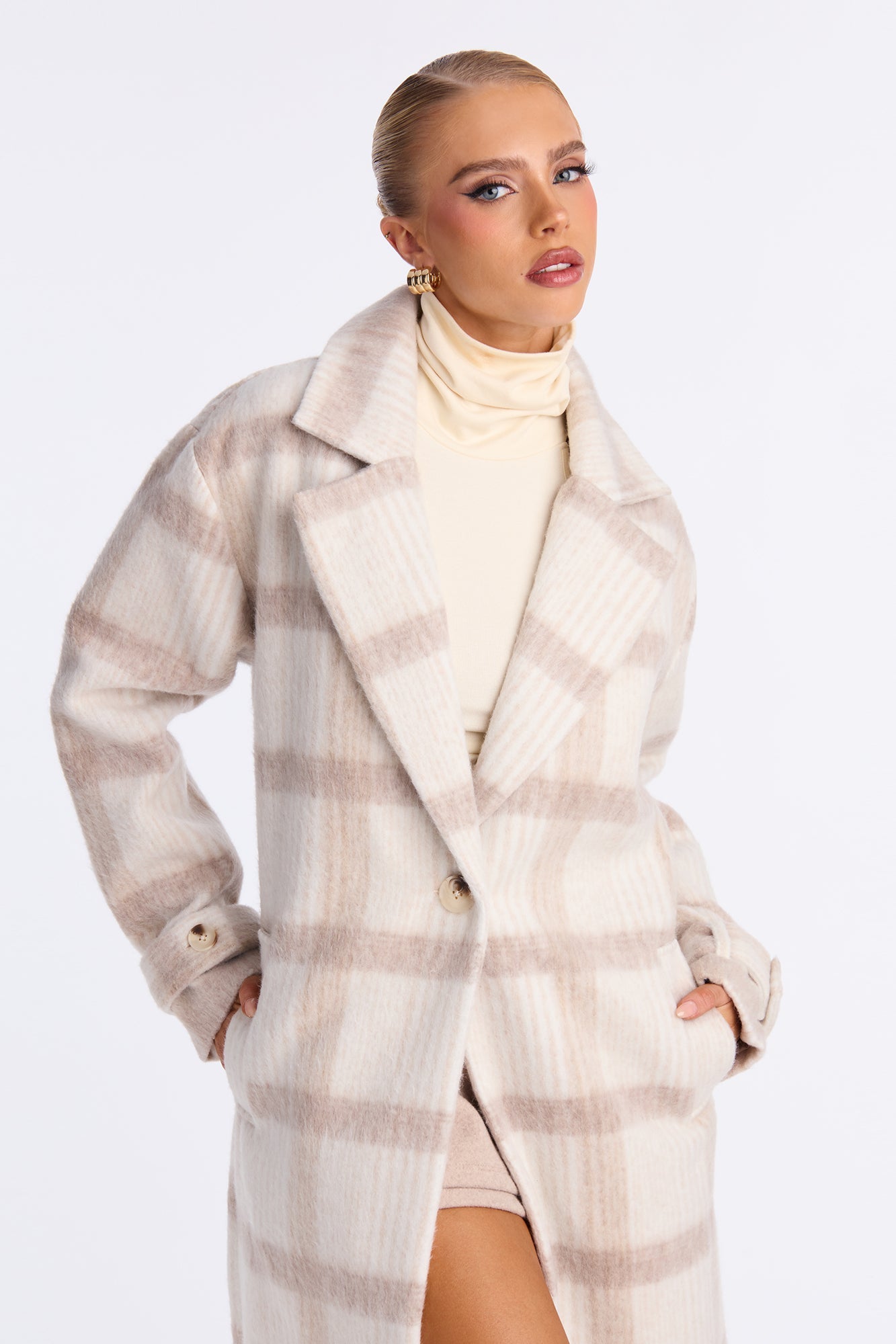 Chic Persuasion Plaid Coat - Taupe/combo