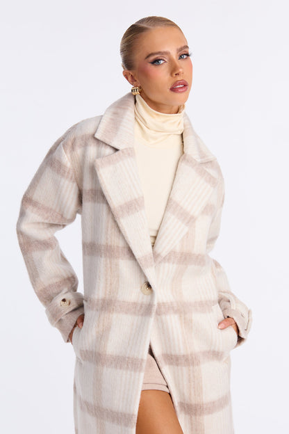Chic Persuasion Plaid Coat - Taupe/combo