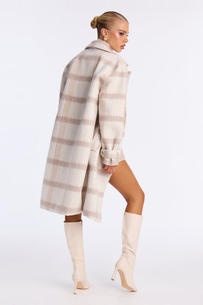 Chic Persuasion Plaid Coat - Taupe/combo