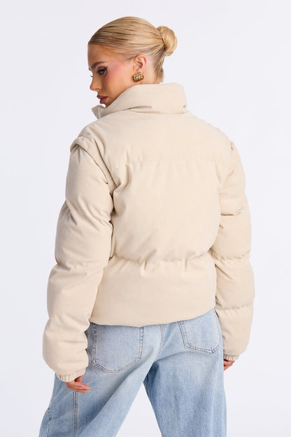 Campfire Cozy Convertible Puffer Jacket - Sand