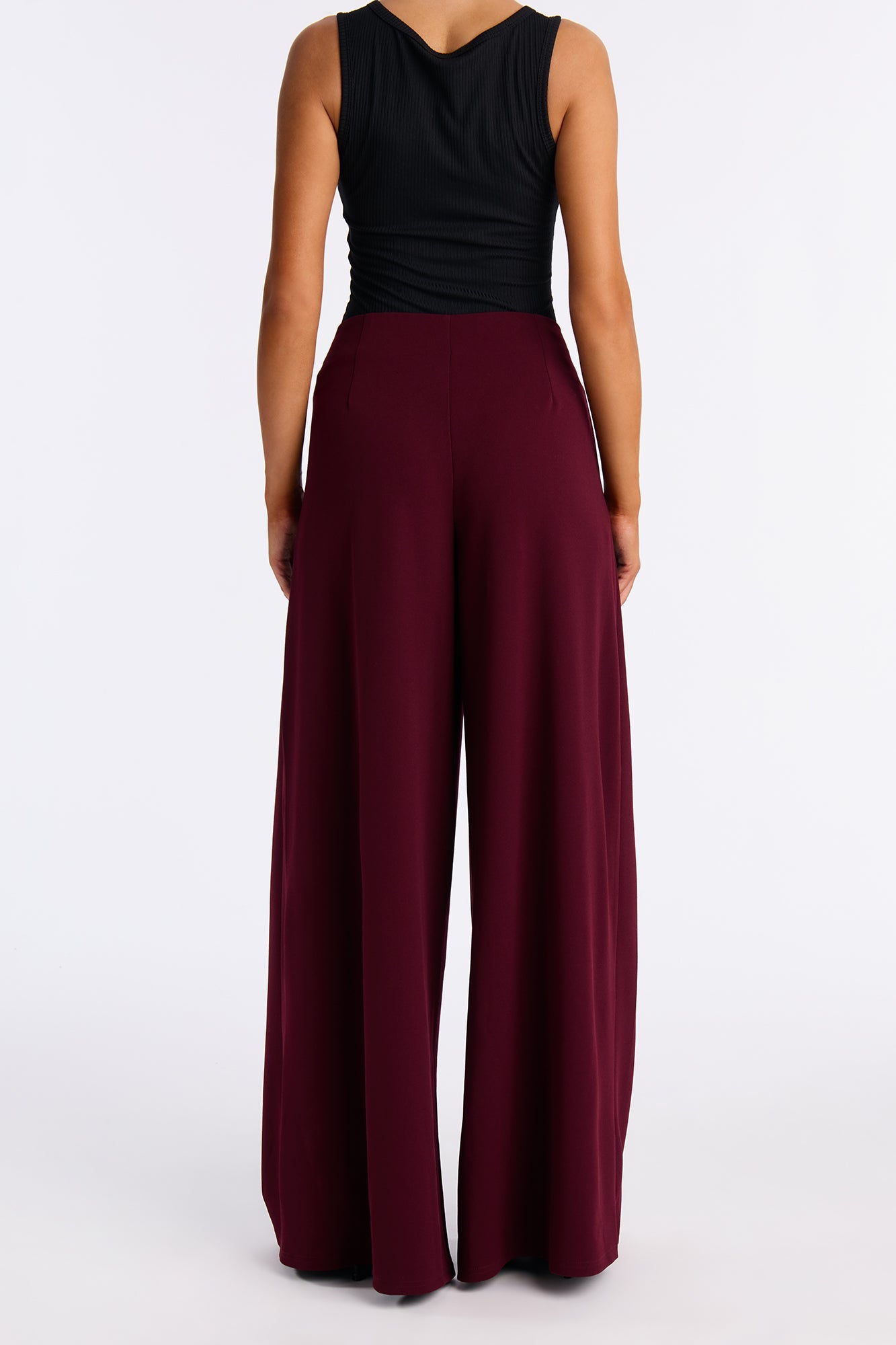 Cosette Crepe Super Wide Leg Trousers 33 - Burgundy