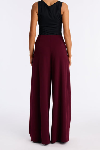 Cosette Crepe Super Wide Leg Trousers 33 - Burgundy