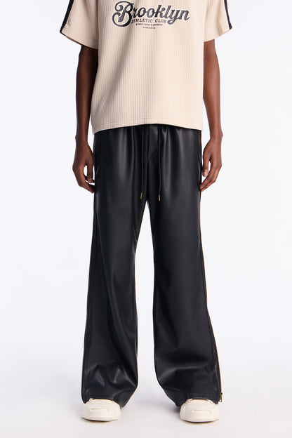 Multifit Vegan Leather Zip Pant - Black