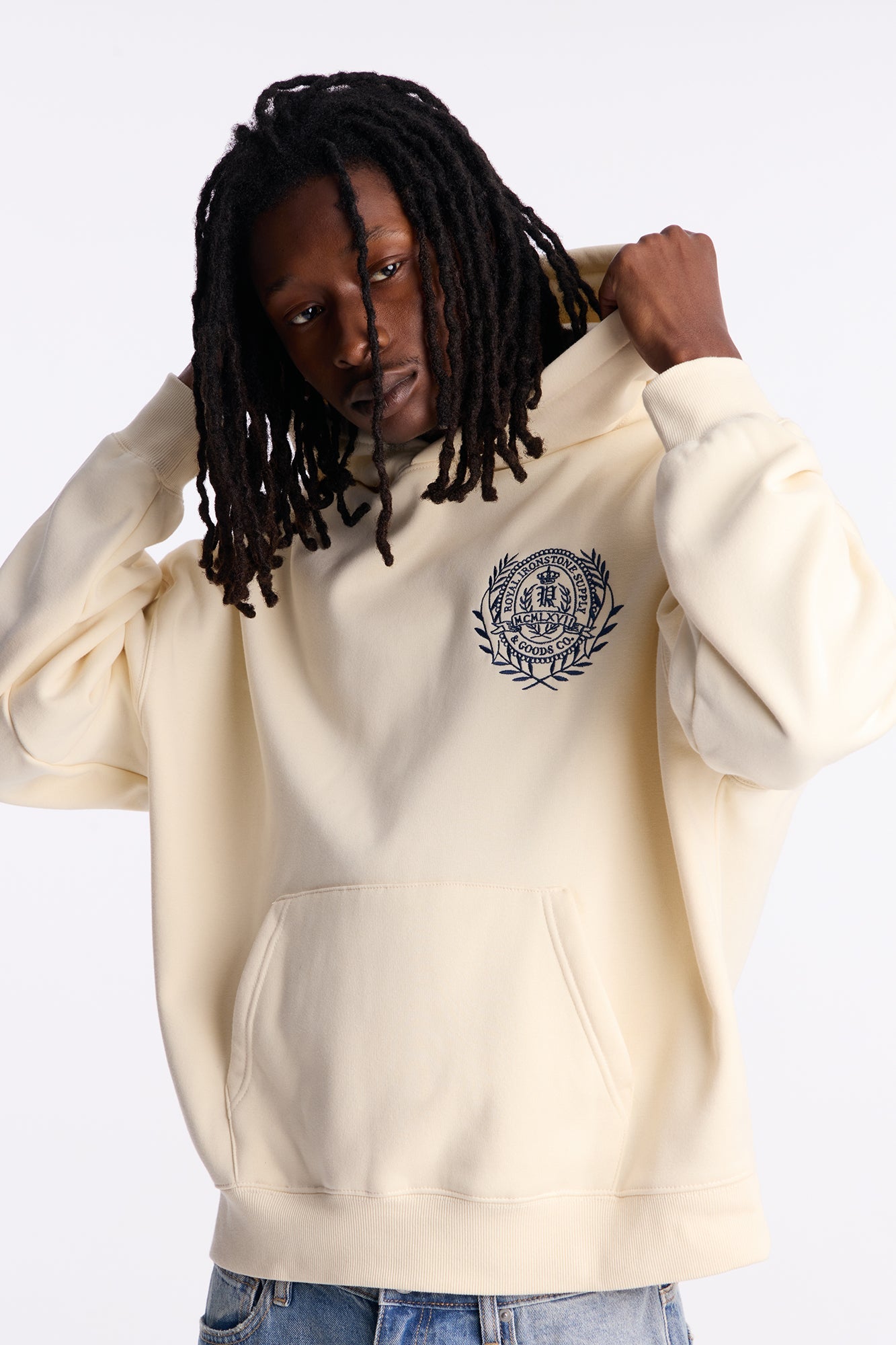 Thinker Oversized Heavyweight Hoodie - Cream