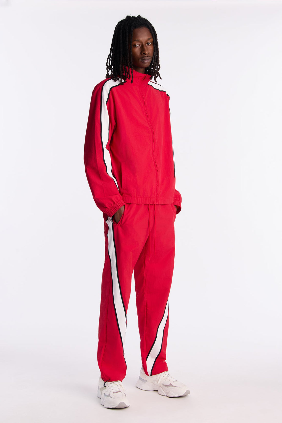 Straight Prep The Filed Color Block Nylon Pant - Red/combo